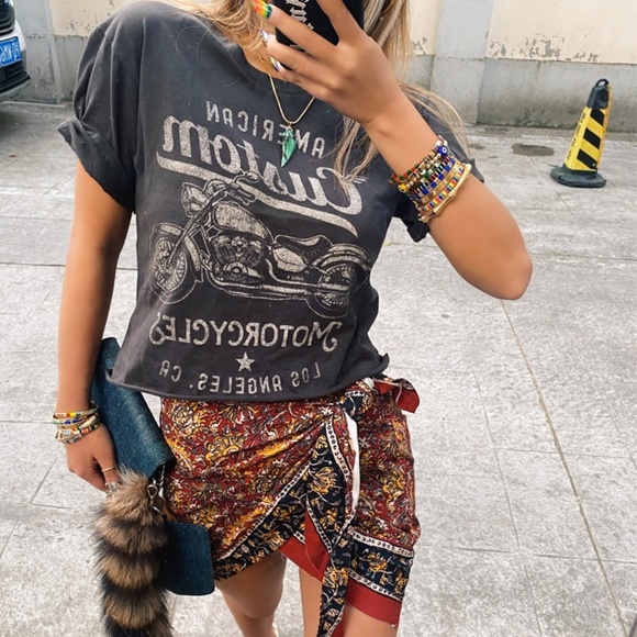 Tops - 16 American Motorcycles Los Angeles Cropped cotton Graphic Tee Top